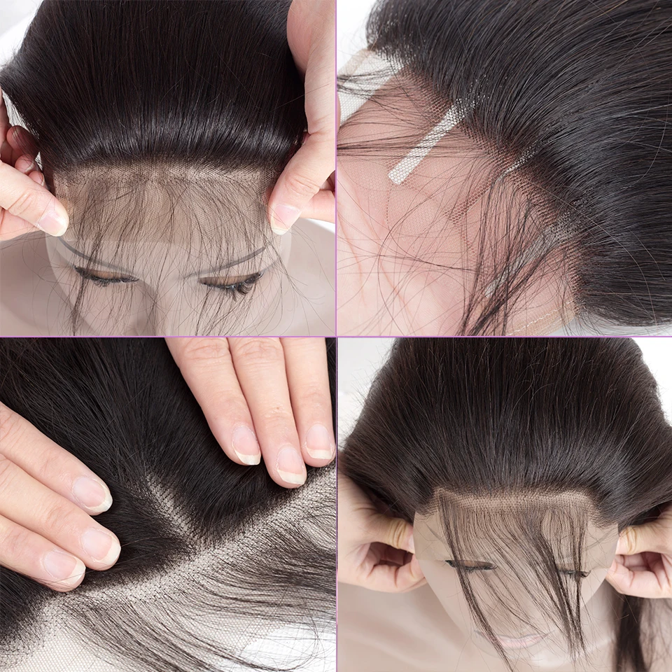 Fashow Малайзии прямые волосы 3 Связки с Синтетическое закрытие волос 4 штуки в партии Человеческие Волосы Связки с Синтетическое закрытие