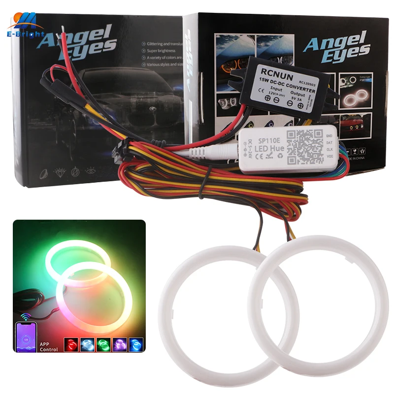 Светодиодсветодиодный галогеновые кольца Angel Eyes RGB подсветка с Bluetooth для