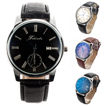 

Fashion Man PU Leather Roman Number Calendar Waterproof Wrist Watch