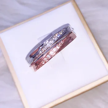 

Japanese And Korean Version Of Single-row Crystal Engagement Ring Fashion Simple Female Birthday Gift