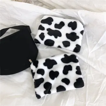 

Durable Casual Women Purses Plush Dot Zipper Simple Reusable Hobos Cute Storage Bag Portable Soft Sweet Coin Wallets Purses