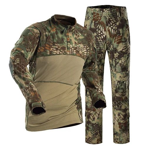 Боевая форма одежды для мужчин страйкбол военная одежда военная Маскировочная спецназ костюмы Пейнтбол куртки брюки без подкладок - Цвет: Python Green