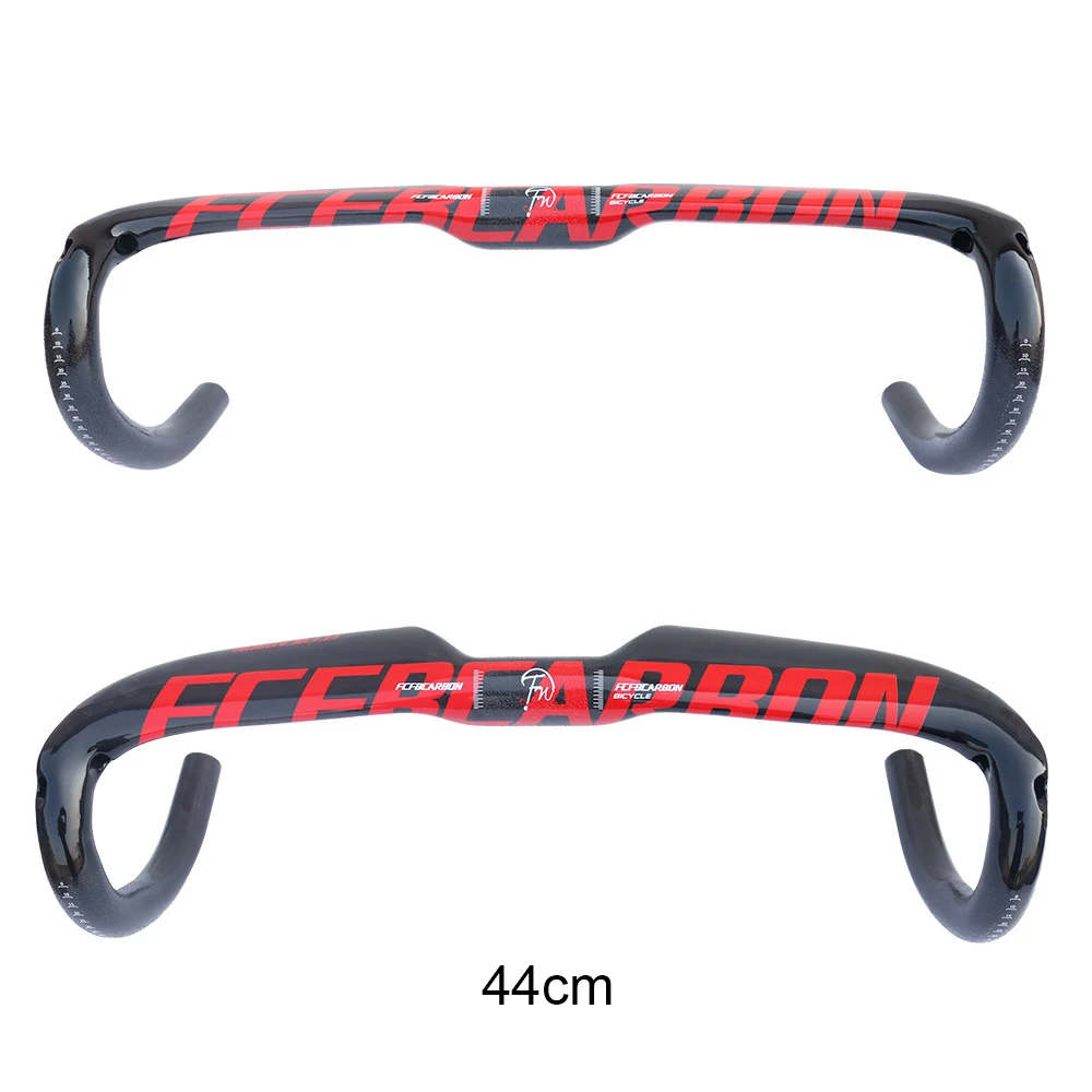 Red-440mm Полностью углеродного волокна руль для велосипеда, изогнутый 4 цвета 3K глянцевый Дорожный велосипед руль 31,8*400/420/440 ультралегкий, дорожный руль велосипеда - Цвет: Red-440mm