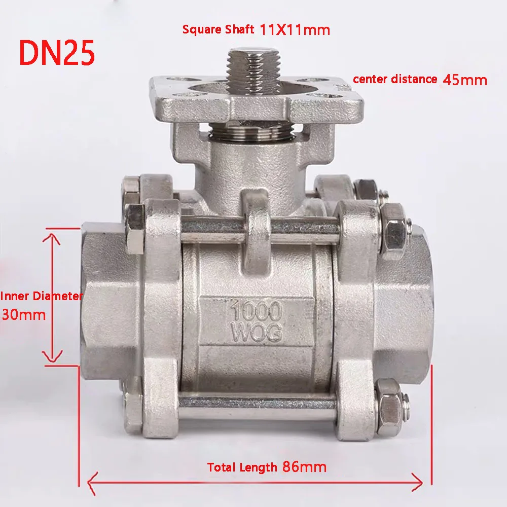 Тип 3 шт шаровой клапан с высокой платформой из нержавеющей стали " 3/4" 1/" внутренняя резьба DN15/DN20/DN25 водяной шаровой клапан сверхмощный