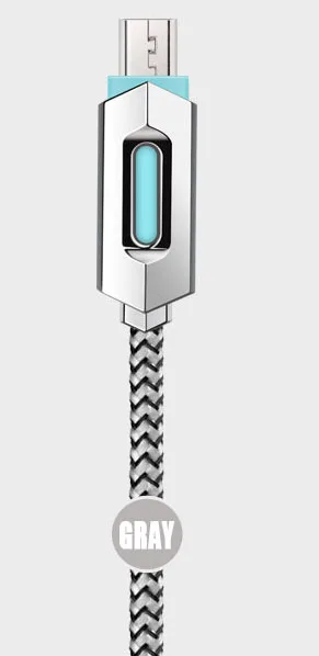 Micro USB кабель 2A нейлон Быстрая зарядка люминесцентный USB кабель для передачи данных для планшета Android мобильный телефон usb зарядный шнур - Цвет: Gray for TYPE-C