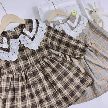 

Fashion Girls Autumn Dress Plaid Kids Princess clothes for Birthday Performance Party Dress 12M-6Ys Girl Winter Wear