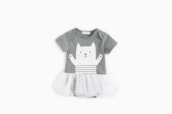 

2020 Summer Baby Girls 0-2T Cotton Cute Cat Print Romper Children Lace dress choose sizes
