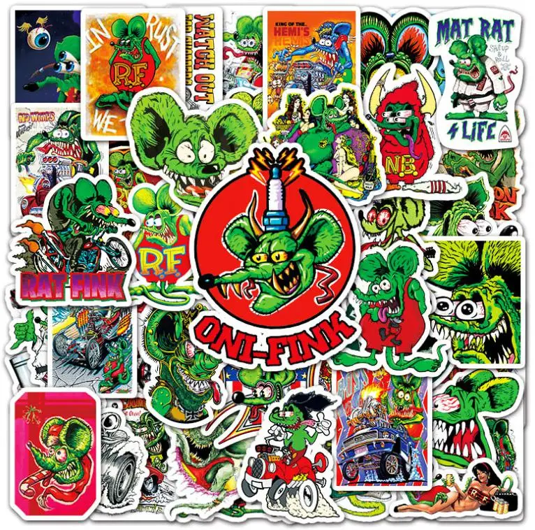 10/30/50pcs  Rat Fink   Stickers Luggage  School Student Diary Hand Ledger  Motorcycle Stationery Mobile Phone Guitar Decoration 38pcs kawaii colorful small fruit stickers watermelon peach decoration diy hand book diary stationery sticker fruits