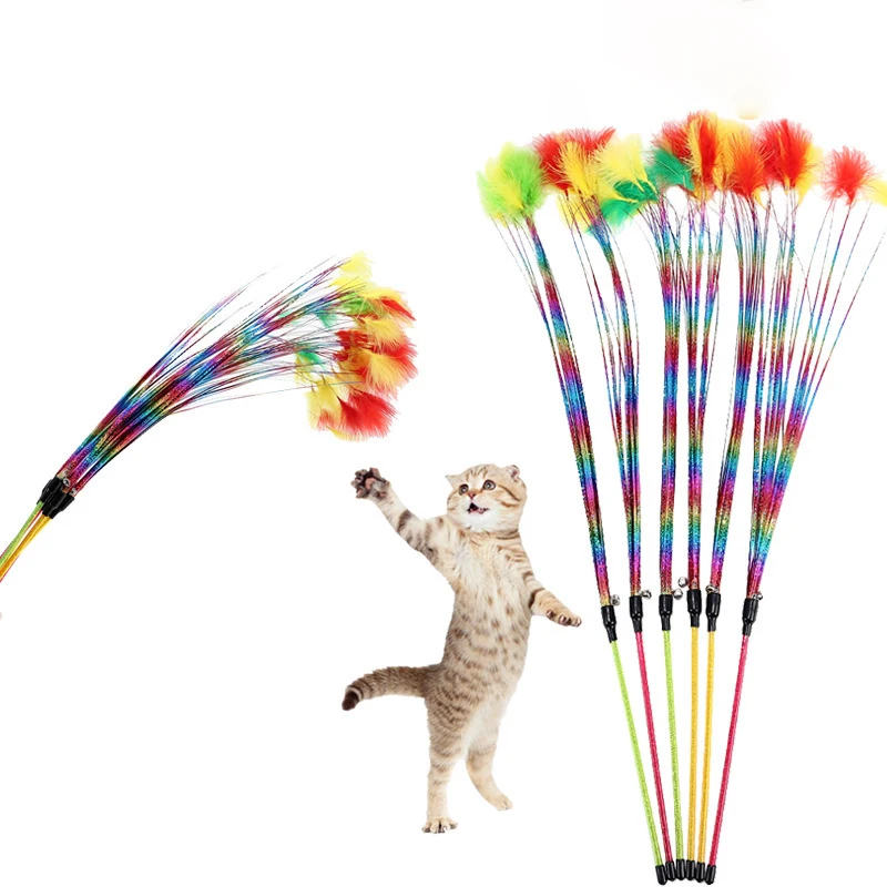 Rainbow umbrella Хит, игрушка для кошек, прорезыватель, разноцветный, птица, перо, товары для кошек, Ловца, прорезыватель, игрушки, товары для кошек - Цвет: Rainbow umbrella
