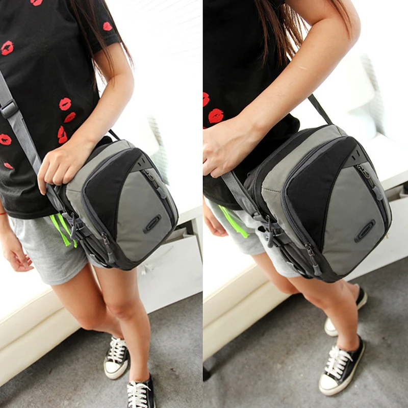 black Casual bag women's handbag messenger cross-body bag men nylon fabric shoulder bag waterproof mobile packet - Цвет: black