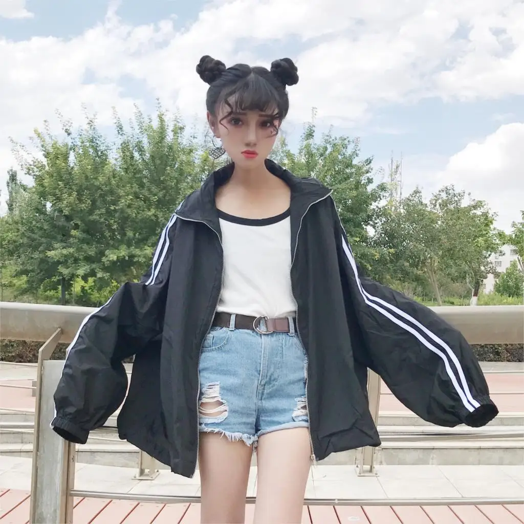 Солнцезащитная бейсбольная форма новая Корейская Harajuku bf ветровка Свободная куртка с карманами Женское пальто весна осень ветровка Топы женские