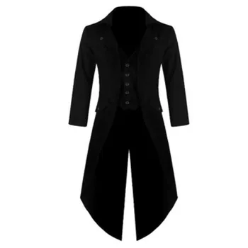 

Mens Coat Vintage Tailcoat Jacket Long Sleeve Steampunk Retro Single Breasted Gothic Victorian Frock Coat Plus Size 4XL