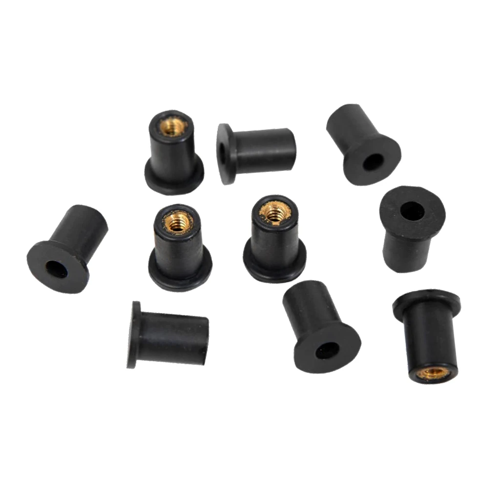 12Pcs Rubber Well Nuts M4 M5 Brass Insert 4mm 5mm Metric Wellnuts Motorcycle Windscreen