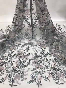 

Hot Sale Evening Party Lace Flower Embroidery French Net Lace Fabric For Dress PAN211(5Yards/Lot)