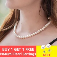 ASHIQI ожерелье-чокер с натуральным пресноводным жемчугом, 8-9 мм, белые, круглые жемчужные украшения, подарки для женщин