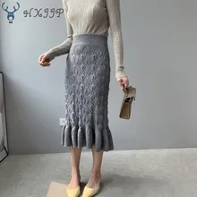 Женская юбка рыбий хвост, весна-осень, новинка, высокая талия, эластичная юбка со стразами, Женская труба/Русалка, оборки, вязаные юбки
