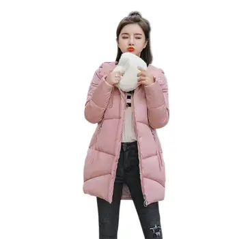 

Fashion Warm Soft Down Coat Women Thicken Solid Hooded Zipper Casual Girl Long Sleeve Sports Cartoon Warm Drawstring Outerwear