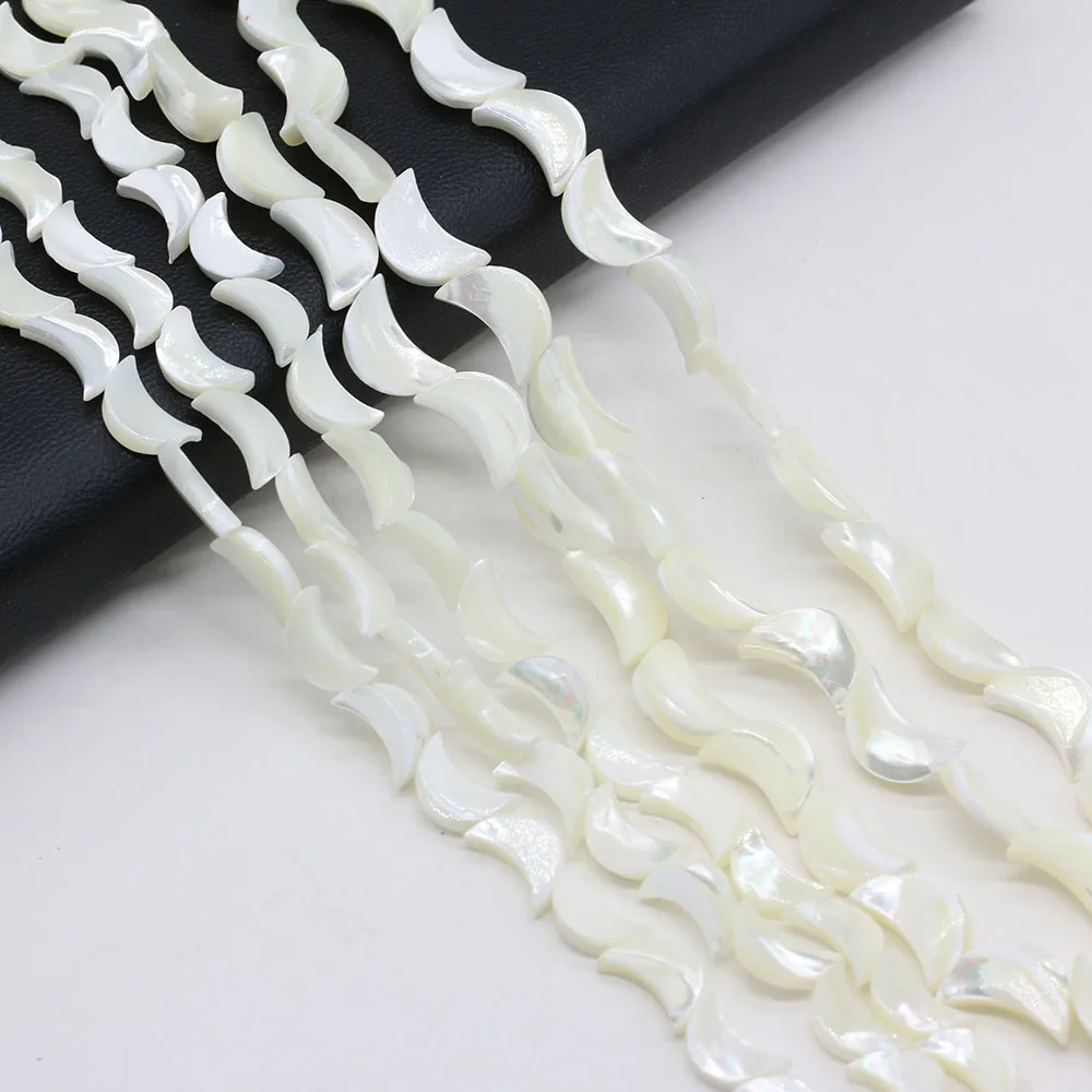 3 String Wholesale Natural Freshwater Shells Moon-shape Beads For Jewelry Making DIY Bracelets Gift Mother-of-Pearl Shell