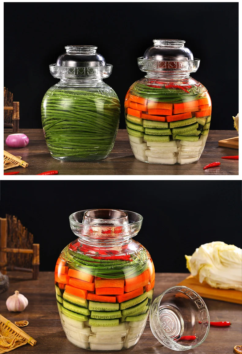 Утолщенная Стеклянная банка для Маринованного солонка, прозрачные бутылки для маринованный овощ, капуста, герметичный контейнер, канистра для хранения продуктов