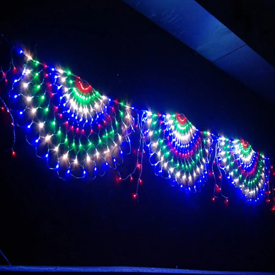 US $28.11 EUUSUK Plug 3M 3 Peacock Mesh Net Led String Lights Outdoor Wedding Window Holiday Strings For Christma New Year Party Decor