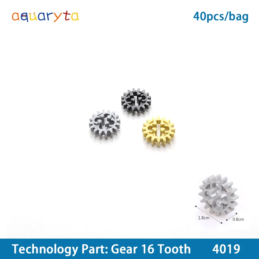

Aquaryta 40pcs 4019 Gear 16 Tooth Technic Building Blocks Parts Assembles Compatible With 4019 DIY Educational Creative gift Toy