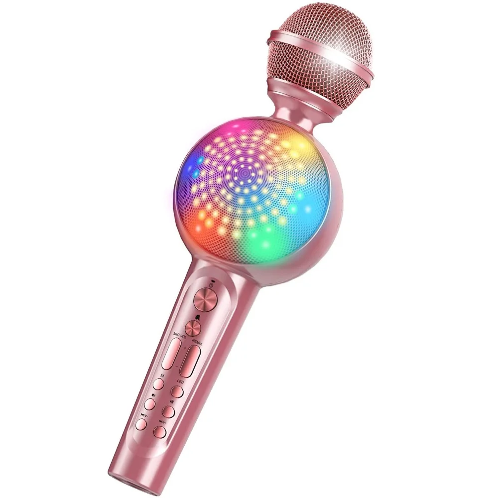 gaming microphone GOODAAA Bluetooth Karaoke Microphone for Phone Wireless Portable Handheld Mic Speaker with LED Light Magic Sound Singing Machine wireless headphones with mic