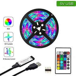 DC 5V USB LED Strip Light Flexible RGB 2835 0.5M - 5M Decoration Lighting Controller Ribbon LED Strip Lamp For PC TV Backlight