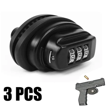 

3 Pcs/Pack Universal Pistol Gun Rifle Trigger Protection Safety Lock with Combination Codes or Keys for Choice Black Hunting
