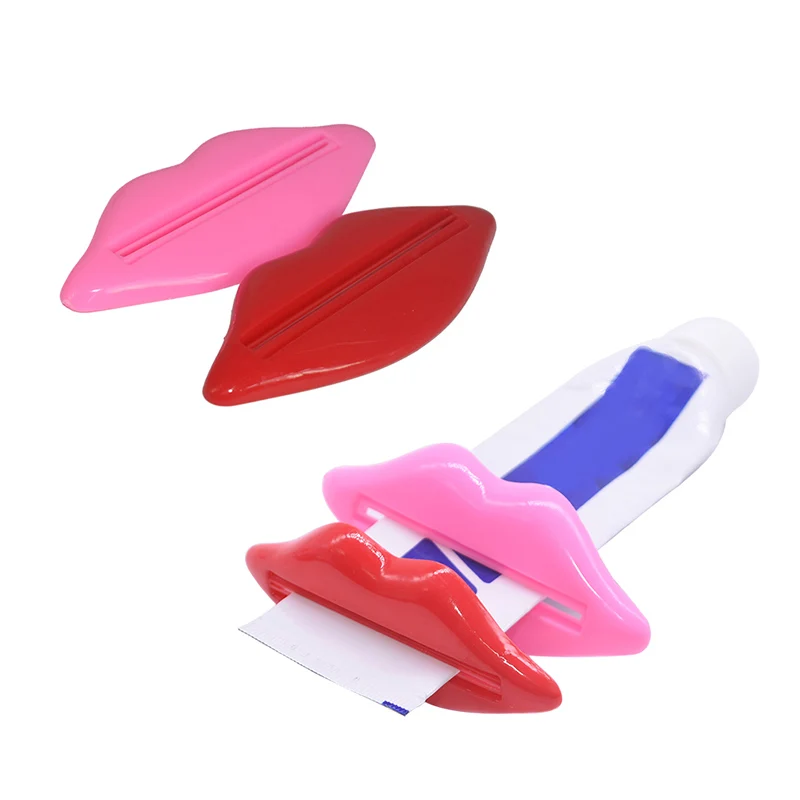 2/6Pcs Red Pink Sexy Lips Shape Toothpaste Tube Squeezer Bathroom Home Tube Rolling Holder Easy Toothpaste Dispenser Supplies