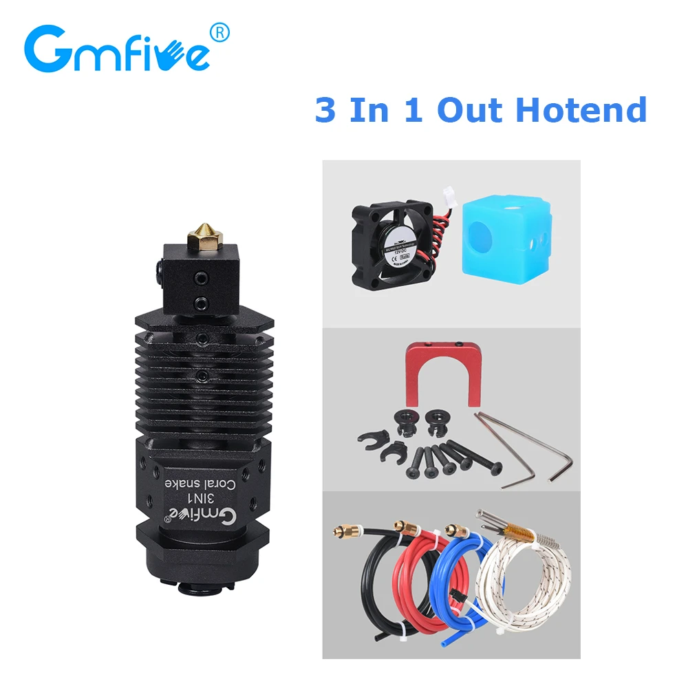 

GmFive 3 In 1 Out Hotend Extruder Kits Multi Color J-head Bowden Extruder 1.75MM Filament 12/24V Fan For CR10 3D Printer Parts