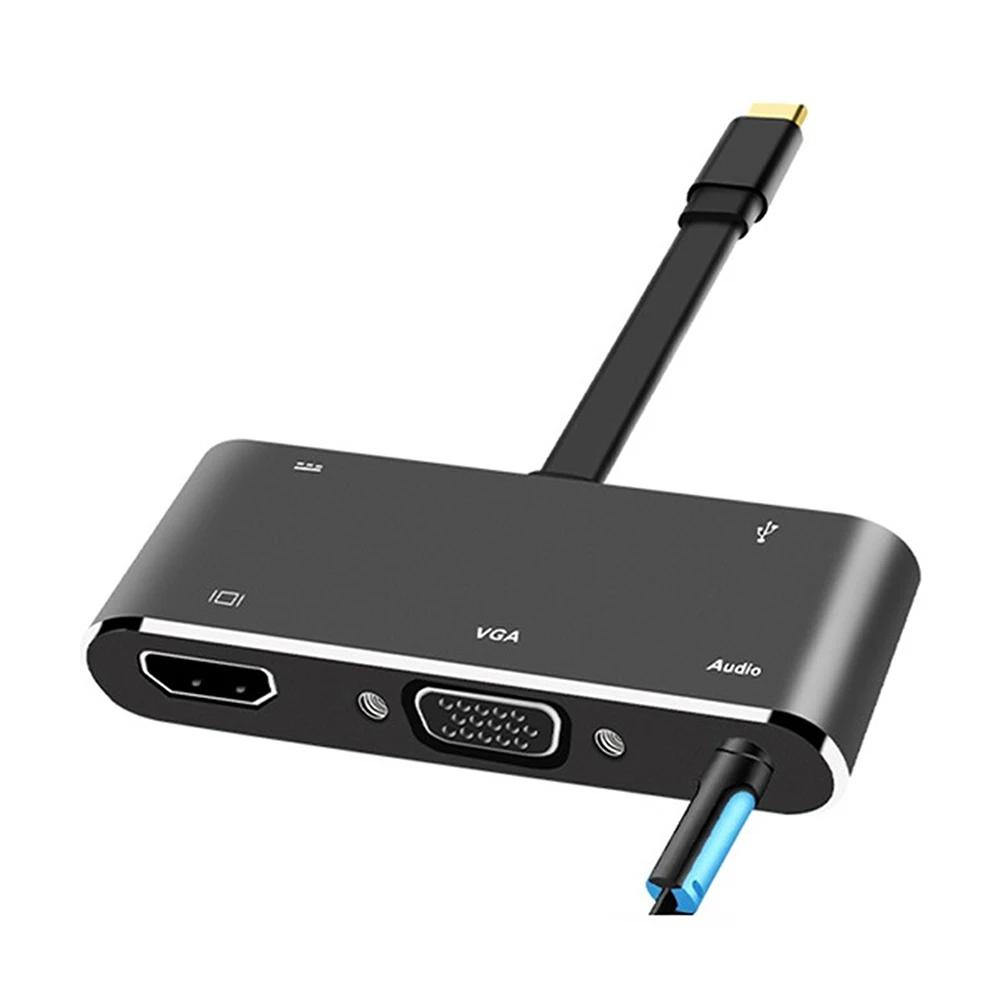 5 в 1 USB C к HDMI адаптер 4K type-C к HDMI/VGA/аудио/USB 3,0 порт+ USB C порт(PD) конвертер для ноутбука Macbook переключатель