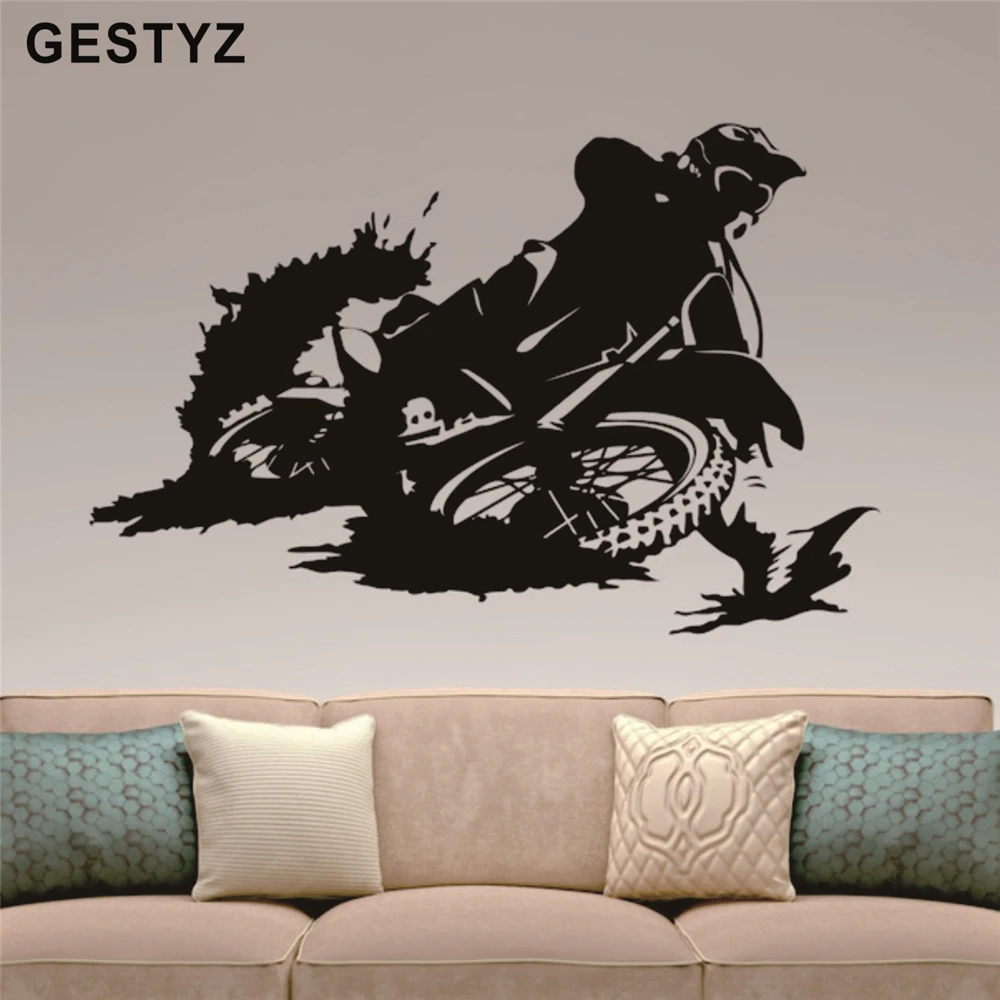 Motocross Wall Decal Extreme Sports Sticker Home Interior Design Boys Room Decor Bedroom Art Mural Removable Sticker(285) | Дом и сад
