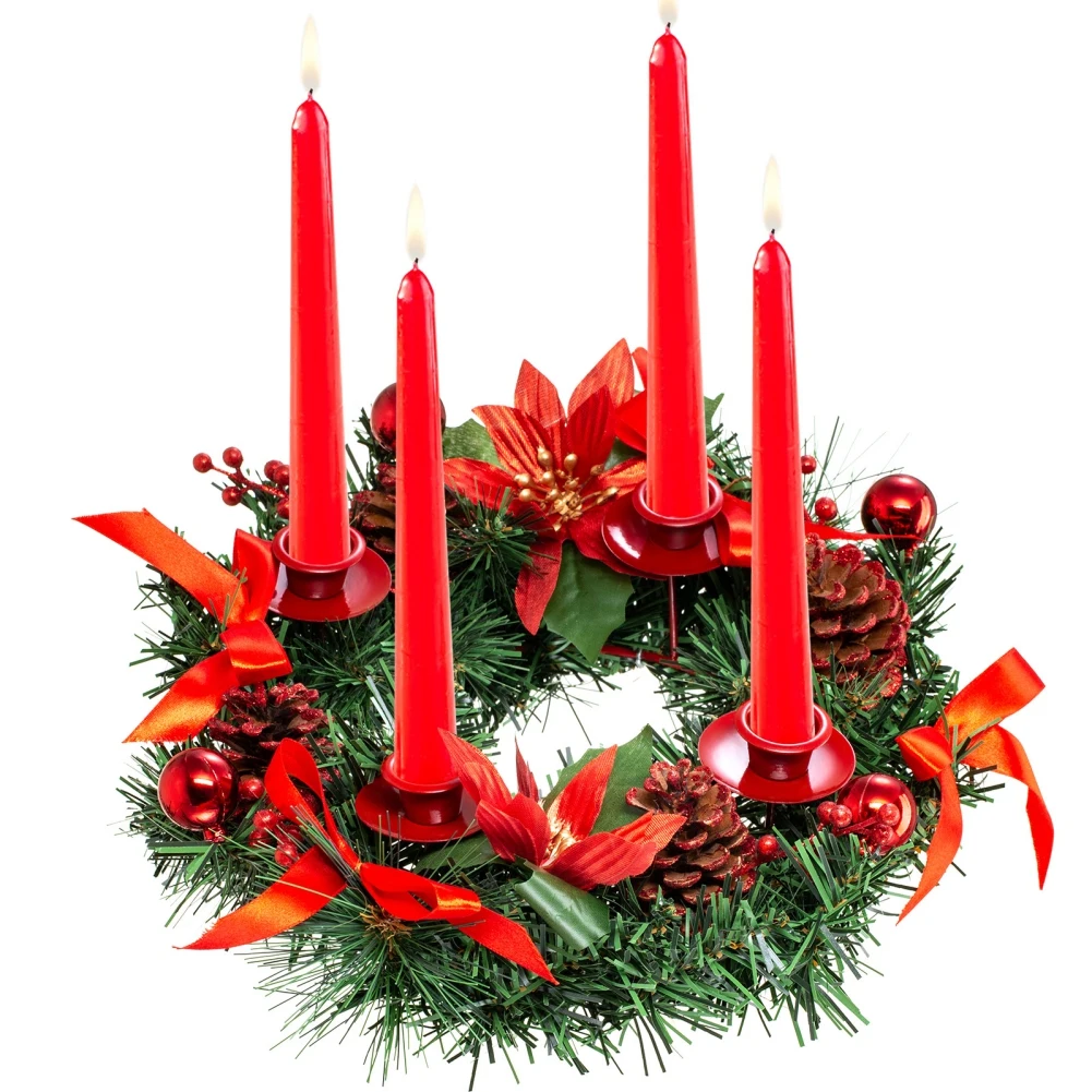 

Christmas Wreaths Candle Holders Candle Rings Candlestick Stand Xmas Garland Christmas Decorations For Home