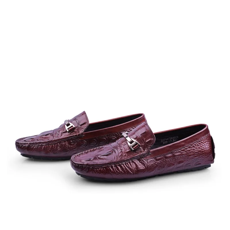 

Men's Moccosins Genuine Leather England Crocodile Pattern Metal Buckle Men's Driving Driving Casual Leather Shoes Men's