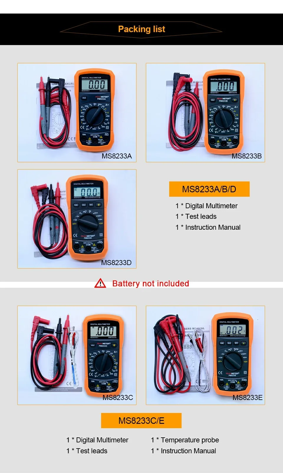 PEAKMETER PM8233E портативный многофункциональный цифровой мультиметр DC вольтметр переменного тока температура мультиметр тестер