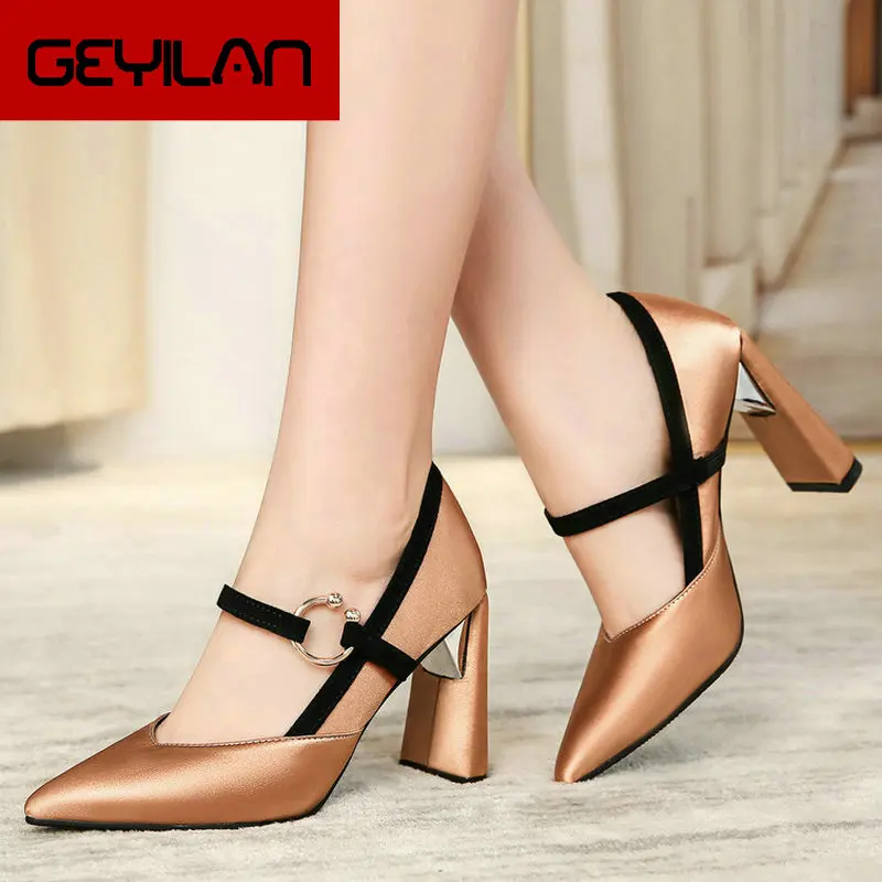 

2019 New Spring Autumn Mary Jane Shoes Women Slip On Square High Heel Pumps Female Fashion Pointed Toe Party Shoes Women