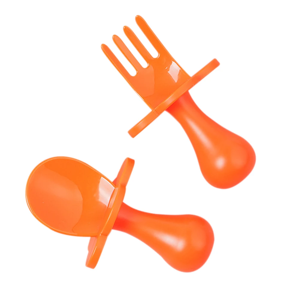 

2pcs Baby Spoon Fork Set Infant Feeding Tableware Non-Slip Handle Learning to Eat Training Cutlery Teether Toys for Newborn Acce
