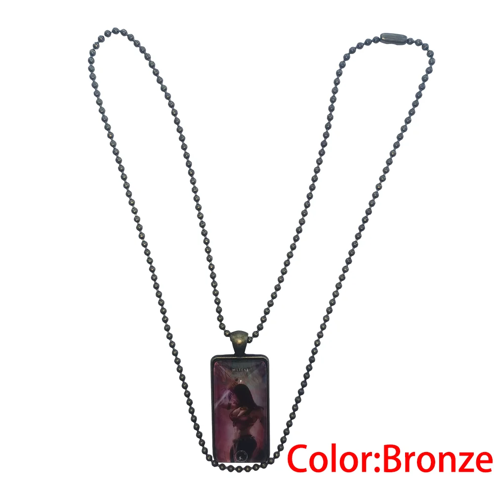 Jewelry With Steel Plated Glass Cabochon Choker Long Pendant Rectangle  Necklace Selena Quintanilla Yeni For Girls Gifts - AliExpress