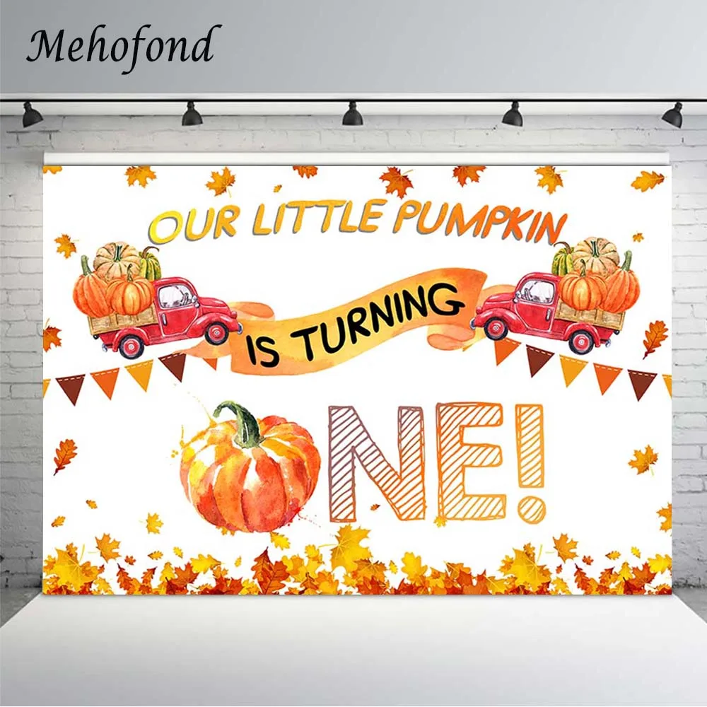 

Mehofond Little Pumpkin 1st Birthday Background For Photography Decor Yellow Maple Leaf Baby Shower Backdrop Photo Studio Banner