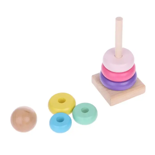 Warm Color Rainbow Stacking Ring Tower Stapelring Blocks Wood Toddler Toy Baby Toys Infant Toys Girl 4