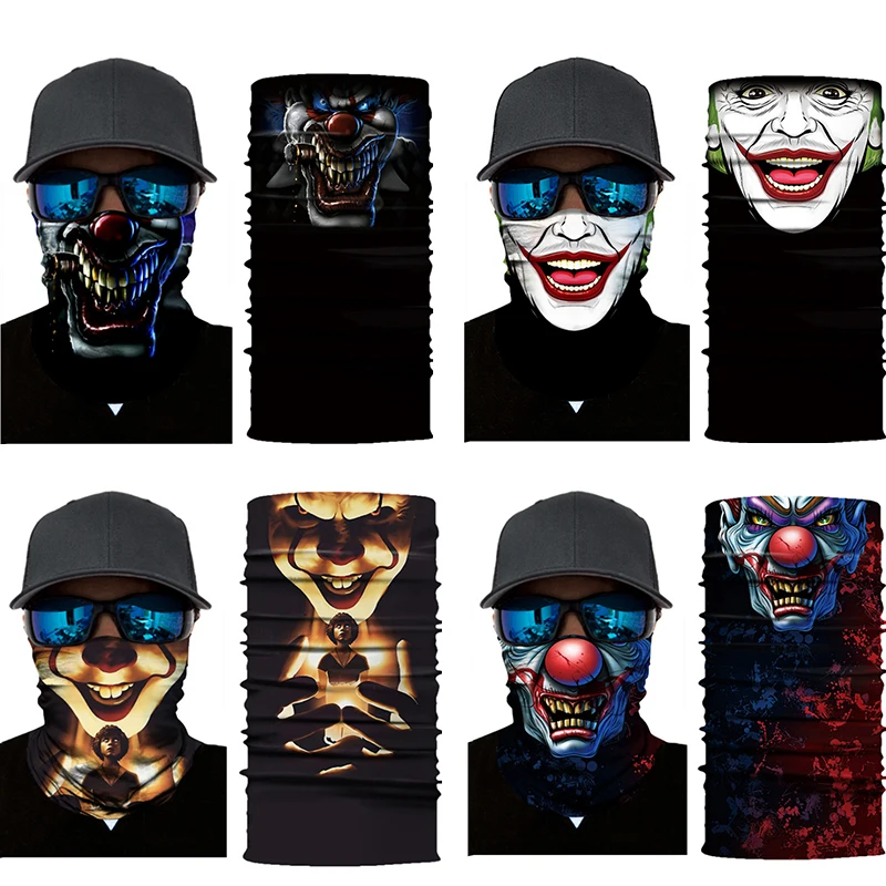 

Hot Sale 3D Joker Custom Printed Tube Neck Gaiter Face Shield Bandana Mask Multifunctional Scarf Motorcycle Headband