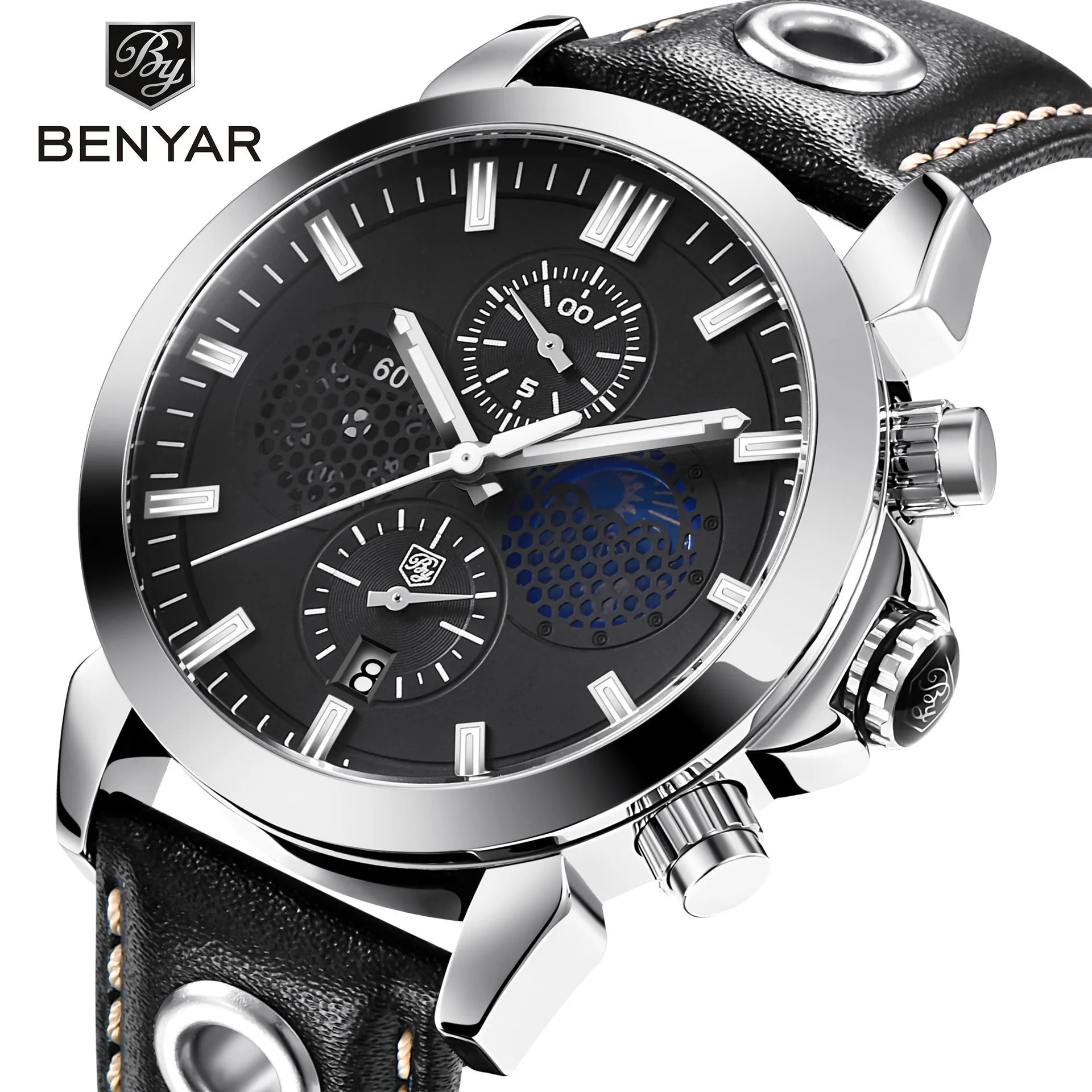 

Sports Outdoor Three Eye Leather Belt MEN'S Watch Watch Men's Wechat Business Quartz Watch