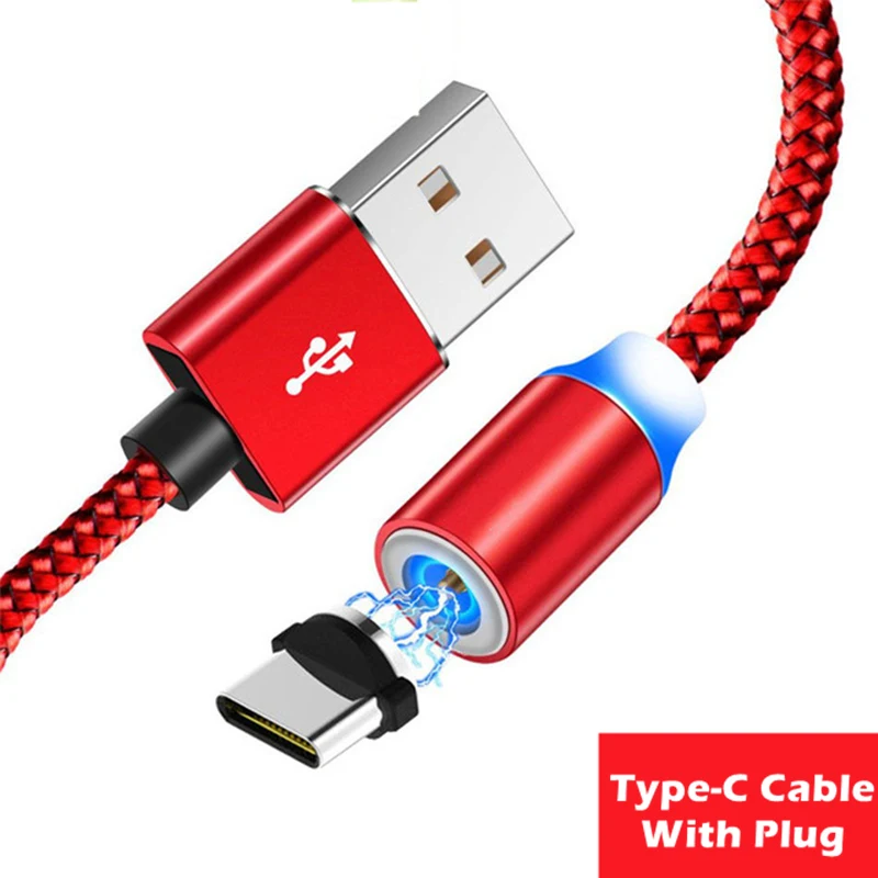 Верхний Магнитный кабель для быстрой зарядки для iphone/Micro USB/type-C, зарядное устройство для iphone 6, 7, 8, x, для Samsung s10 Redmi 4, 5, 6 - Цвет: Red Type C