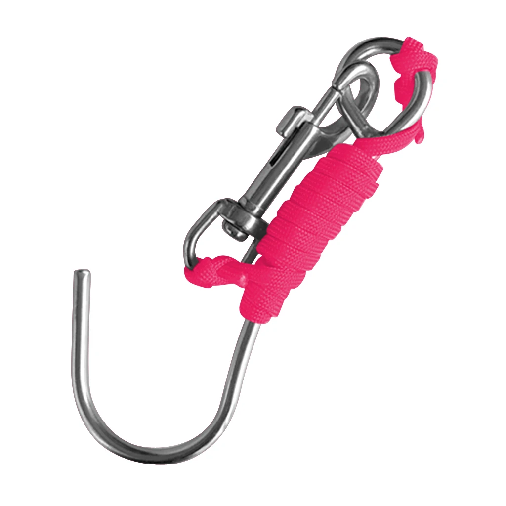 Scuba Diving Reef Drift Hooks With 120cm Line & Stainless Steel Clip Single Reef Hook Scuba Diving Reef Drift Hooks With 120cm Line & Stainless Steel Clip Single Reef Hook