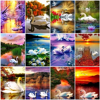 

EverShine Diamond Painting Full Square Swans Diamond Embroidery Animal Mosaic Sale Pictures Of Rhinestones Art Home Decoration