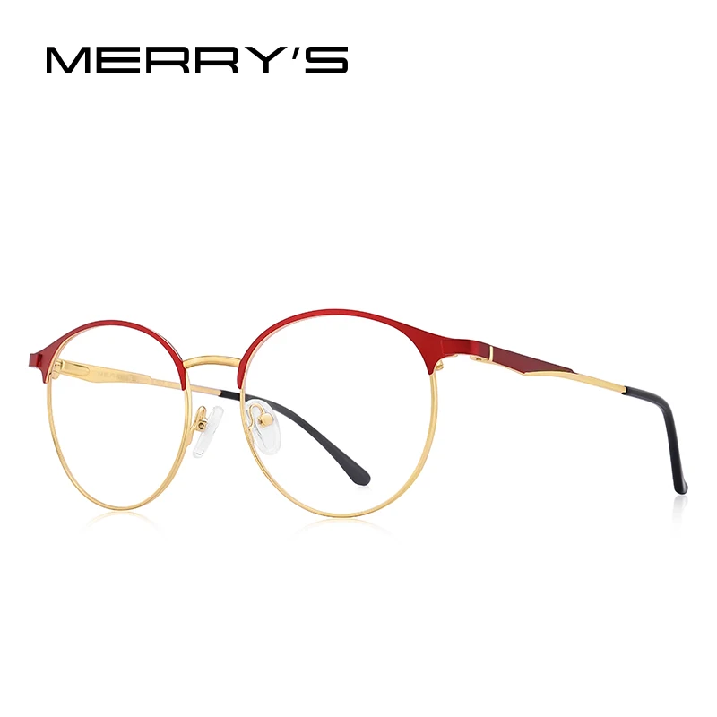 MERRYS дизайн для женщин Роскошные титановый сплав оптика очки Рамки Винтаж сверхлегкий близорукость по рецепту S2169 - Цвет оправы: C04 Red