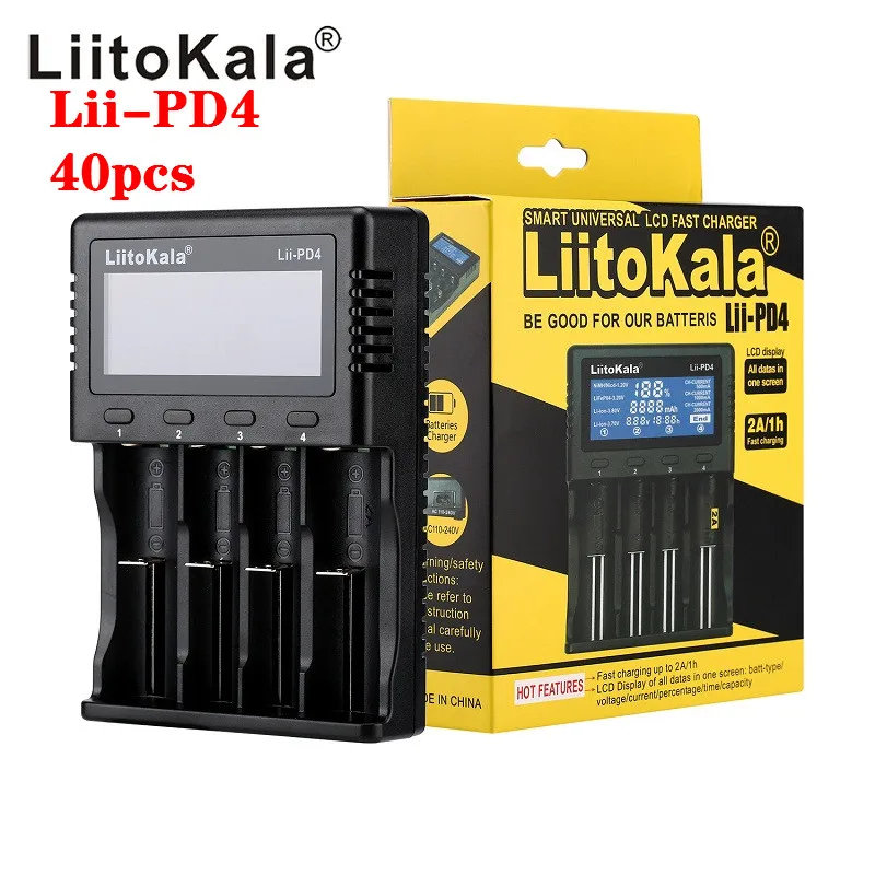 40 шт Liitokala Lii PD2 PD4 18650 зарядное устройство 1 2 V 3 7 85 AA / AAA 26650 16340 25500 NiMH литиевая