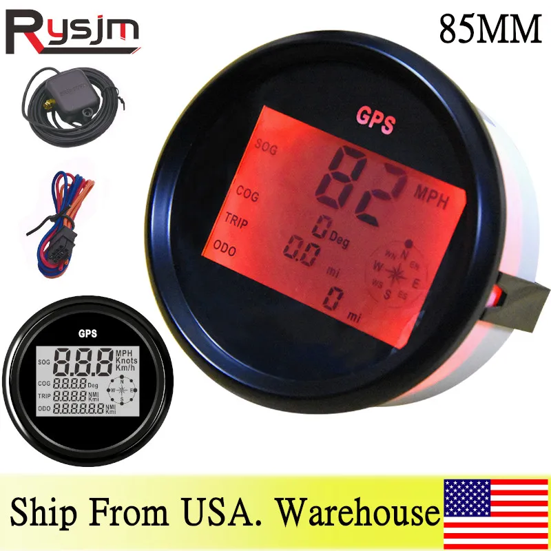 85 мм Цифровой лодочный автомобильный измеритель скорости одометр 0 ~ 999 узлов MPH