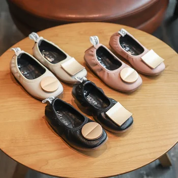 

Pure Color Kids Loafers Casual Shoes Flat for Girls Spring Autumn Baby Girl Leather Shoes Soft Bottom SZ067