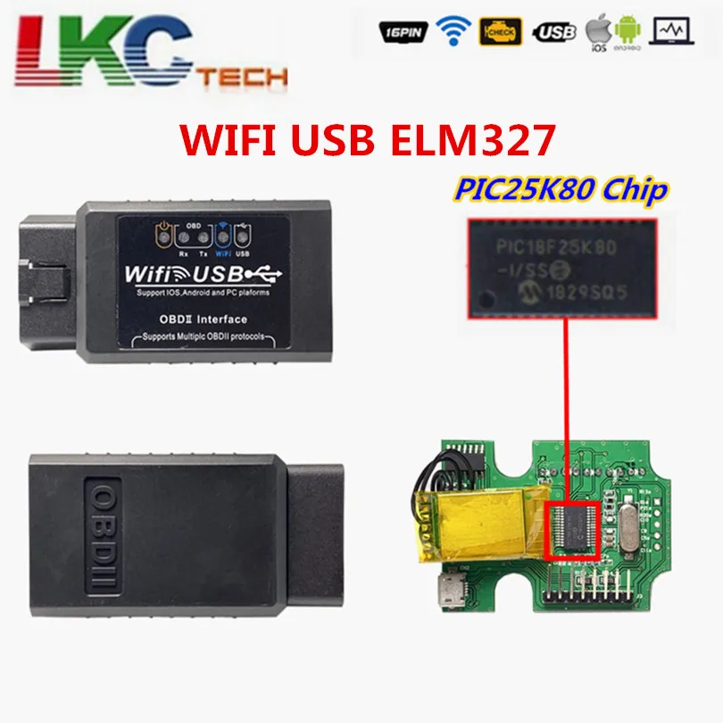 Новейший ELM327 wifi USB ELM327 wifi+ USB сканер диагностический инструмент ELM 327 wifi OBD ii Поддержка Android/для IPHONE/IPAD/IPOD